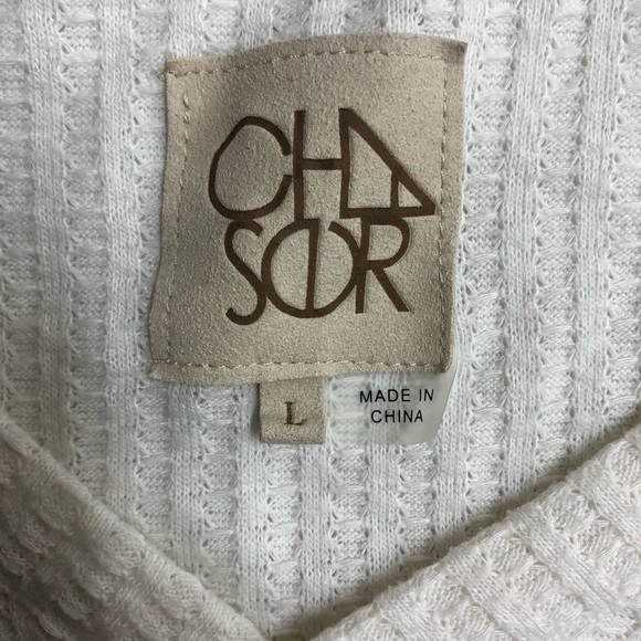 Chasor Womens Blouse Waffle Knit Ivory Long Sleeve Button Detail Size Large - Picture 3 of 6
